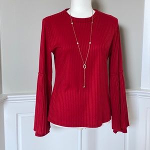 Red bell sleeve sweater